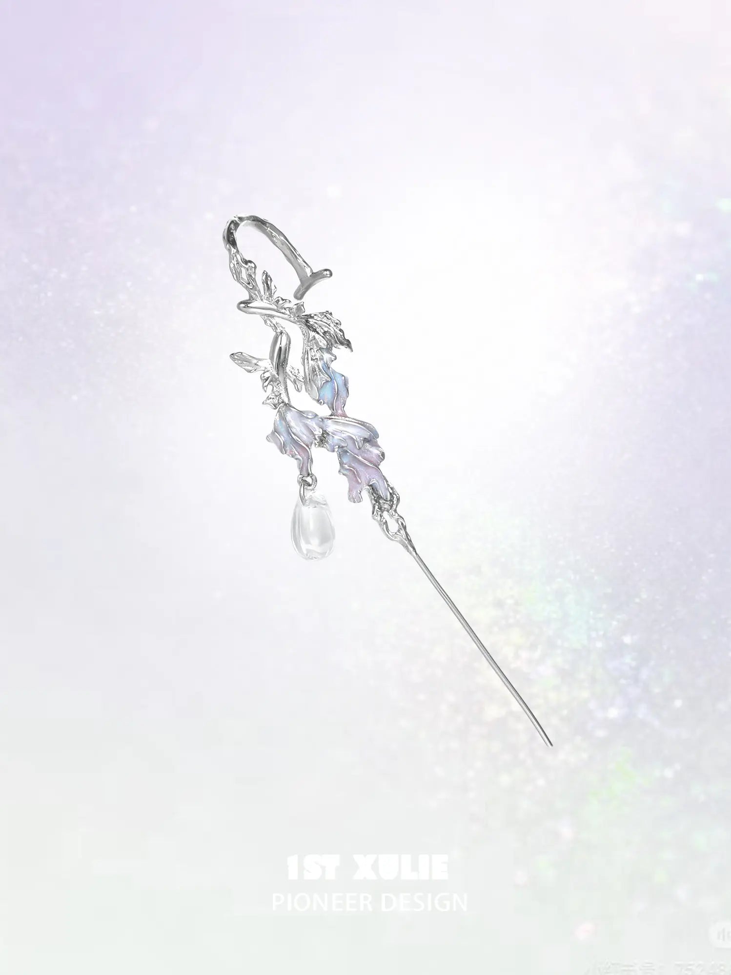 1ST XULIE Jewelry "THE SEA" Swimming Fish Needle Piercing Statement Earrings in Platinum Plated - Angle View