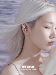 1ST XULIE Jewelry "THE SEA" Swimming Fish Needle Piercing Statement Earrings in Platinum Plated - Product View