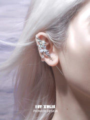 1ST XULIE Jewelry "THE SEA" Swimming Fish Needle Piercing Statement Earrings in Platinum Plated - Side View