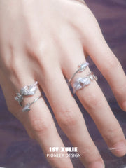 1ST XULIE Jewelry "THE SEA" Swimming Fish Pink Purple Ring in 925 Sterling Silver - Angle View