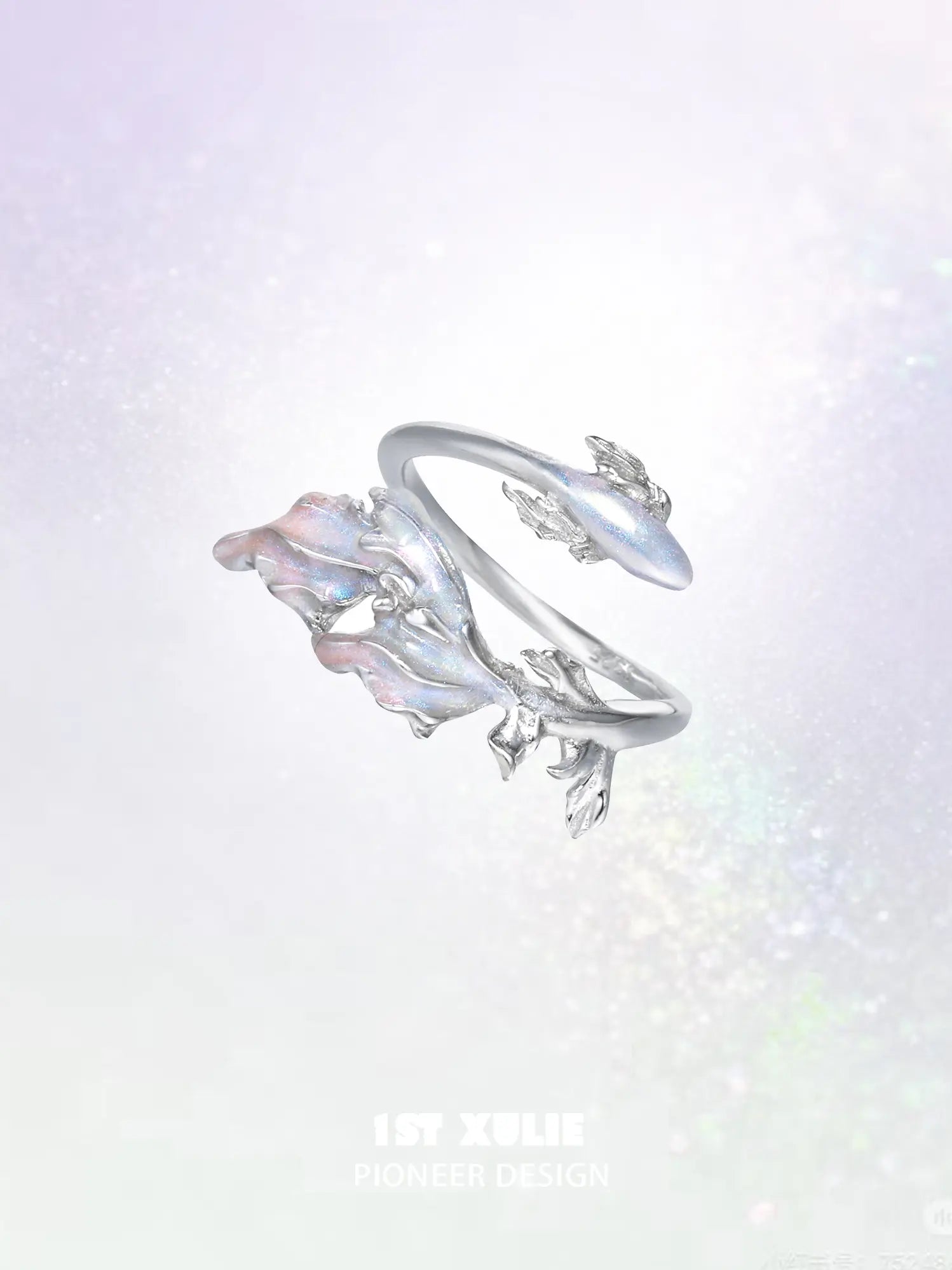 1ST XULIE Jewelry "THE SEA" Swimming Fish Pink Purple Ring in 925 Sterling Silver - Product View