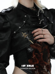 1ST XULIE Jewelry "Knight's Oath" Sword Brooch in 18K Gold Plated - Back View