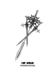 1ST XULIE Jewelry "Knight's Oath" Sword Brooch in 18K Gold Plated - Product View