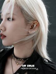 1ST XULIE Jewelry "Knight's Oath" Sword Needle Piercing Earrings in 18K Gold Plated Brass - Side View