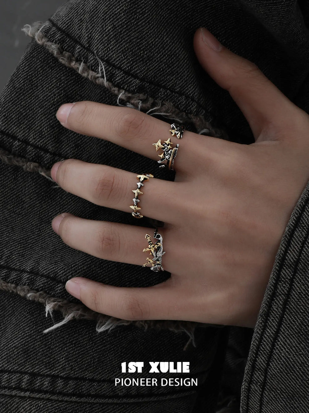 1ST XULIE Jewelry "Knight's Oath" Sword Ring in 925 Sterling Silver - On Model