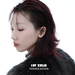 1ST XULIE "Taboo Rose" Edgy Sword Threader Needle Piercing Earrings in Platinum Plated Brass - Texture Detail