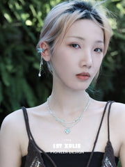 1ST XULIE "The Sea" Tassel Ear Clips in Platinum Plated - Detail Shot