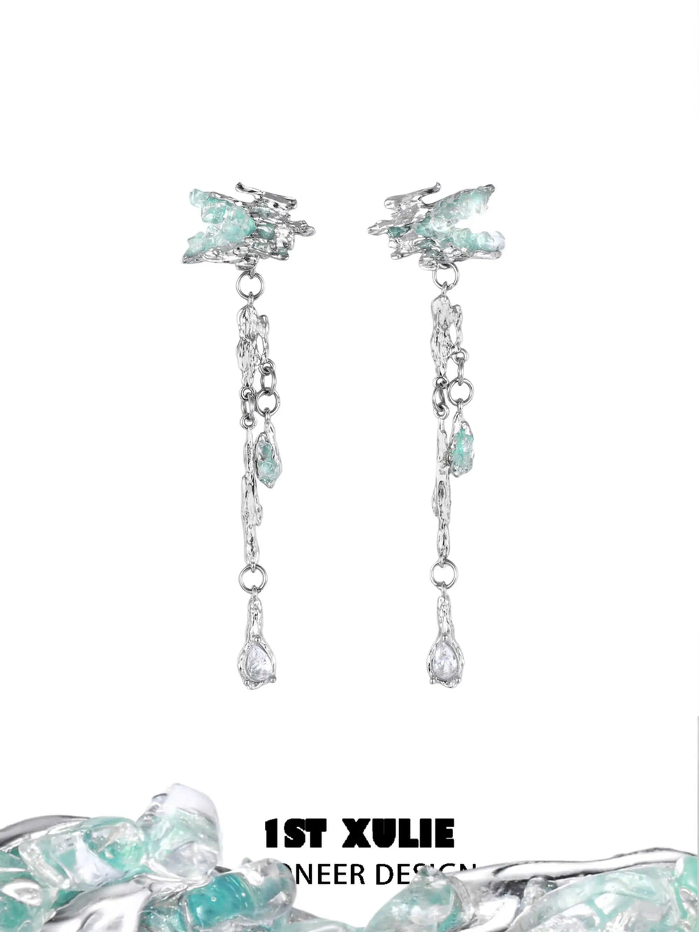 1ST XULIE "The Sea" Tassel Ear Clips in Platinum Plated - Product View