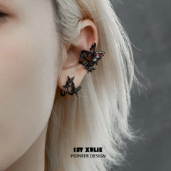 1ST XULIE "Butterfly Wasteland" Textured Butterfly Stud Earrings in Platinum Plated - On Model