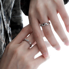 1ST XULIE "Autumn" Textured Zirconia Statement Stacking Ring in 925 Sterling Silver - Detail Shot