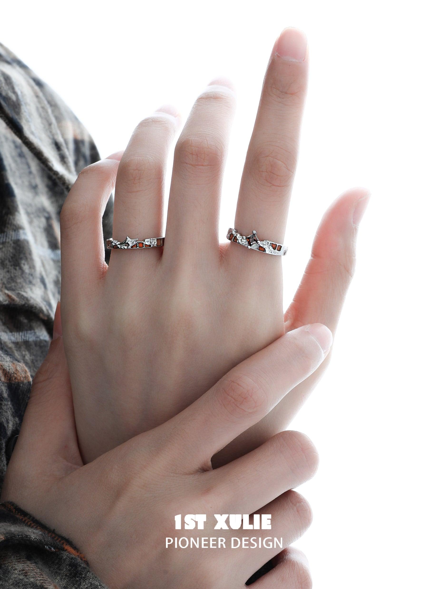 1ST XULIE "Autumn" Textured Zirconia Statement Stacking Ring in 925 Sterling Silver - Lifestyle Shot
