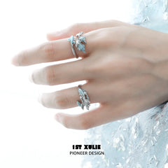 1ST XULIE "The Sea" Goldfish Jewelry Collection's Adjustable Rings in 925 Silver - Angle View