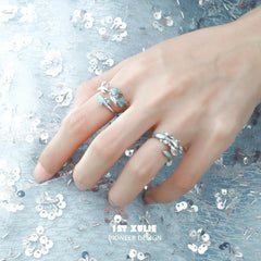 1ST XULIE "The Sea" Goldfish Jewelry Collection's Adjustable Rings in 925 Silver - On Model