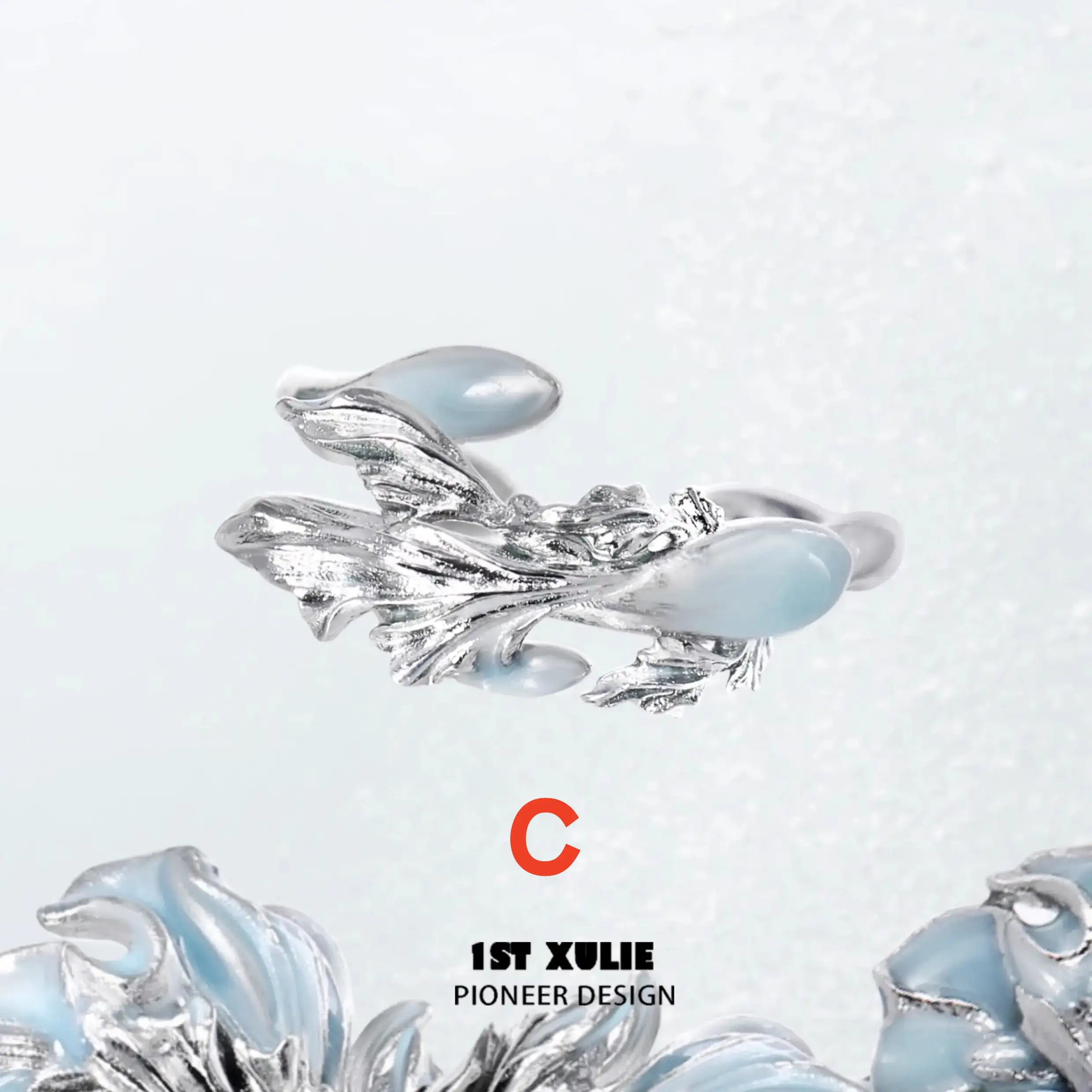 1ST XULIE "The Sea" Goldfish Jewelry Collection's Adjustable Rings in 925 Silver - Product View