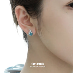 1ST XULIE "The Sea" Goldfish Jewelry Collection's Crystal Earrings in 925 Silver - Detail Shot