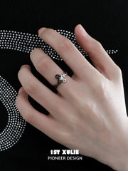 1ST XULIE "Snake Bite" Two-Tone Serpent Open Ring in 925 Sterling Silver - Angled View