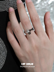 1ST XULIE "Snake Bite" Two-Tone Serpent Open Ring in 925 Sterling Silver - On Model Close-Up