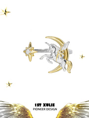 1ST XULIE Jewelry "DREAM HORSE" Unicorn Moon Adjustable Ring in 925 Sterling Silver - Angle View 12
