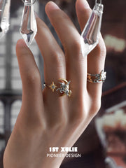 1ST XULIE Jewelry "DREAM HORSE" Unicorn Moon Adjustable Ring in 925 Sterling Silver - Detail Shot
