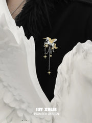 1ST XULIE "DREAM HORSE" Unicorn Tassel Brooch in Platinum & 18K Gold Plating - Angle View