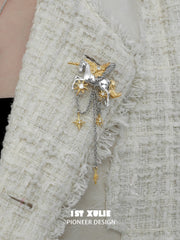 1ST XULIE "DREAM HORSE" Unicorn Tassel Brooch in Platinum & 18K Gold Plating - Product View