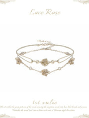 1ST XULIE Jewelry "Lace Rose" Victorian Floral Zirconia Bracelet in Light Gold - Detail Shot