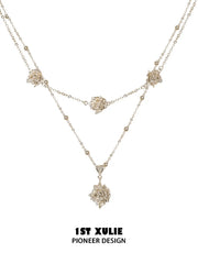 1ST XULIE Jewelry "Lace Rose" Victorian Rose Pendant Necklace in Light Gold - On Model Close Up
