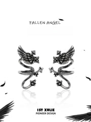 1ST XULIE Jewelry "FALLEN ANGEL" Vintage Angel Wing Ear Cuffs in Antique Silver Plated - Lifestyle Shot