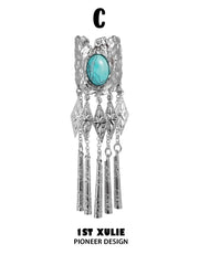 1ST XULIE Jewelry "MIAO" Vintage Ethnic Gemstone Hair Clip in Platinum Plated - Lifestyle Shot