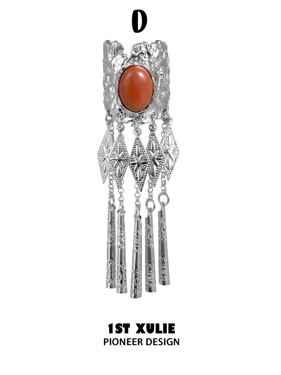 1ST XULIE Jewelry "MIAO" Vintage Ethnic Gemstone Hair Clip in Platinum Plated - On Model