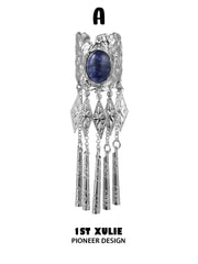 1ST XULIE Jewelry "MIAO" Vintage Ethnic Gemstone Hair Clip in Platinum Plated - Lifestyle Shot