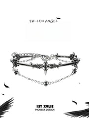 1ST XULIE Jewelry "FALLEN ANGEL" Vintage Fallen Angel Bangle in Antiqued Silver - Detail Shot