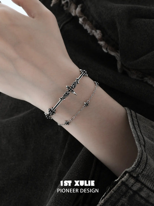 1ST XULIE Jewelry "FALLEN ANGEL" Vintage Fallen Angel Bangle in Antiqued Silver - Product View