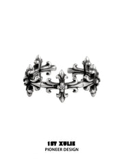 1ST XULIE Jewelry "Irises" Vintage Fleur-de-Lis Cross Pinky Ring in 925 Sterling Silver - Size Comparison