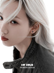 1ST XULIE "Irises" Vintage Fleur-de-Lis Stud Earrings in 925 Sterling Silver - Product View