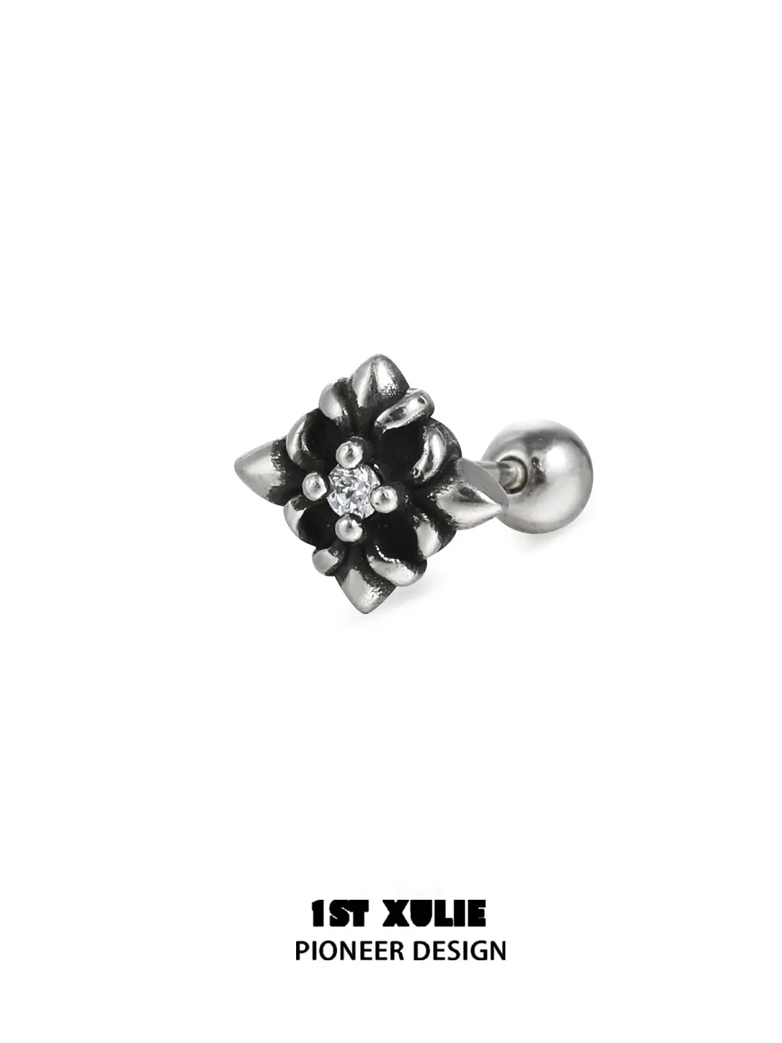 1ST XULIE "Irises" Vintage Fleur-de-Lis Stud Earrings in 925 Sterling Silver - Packaging View