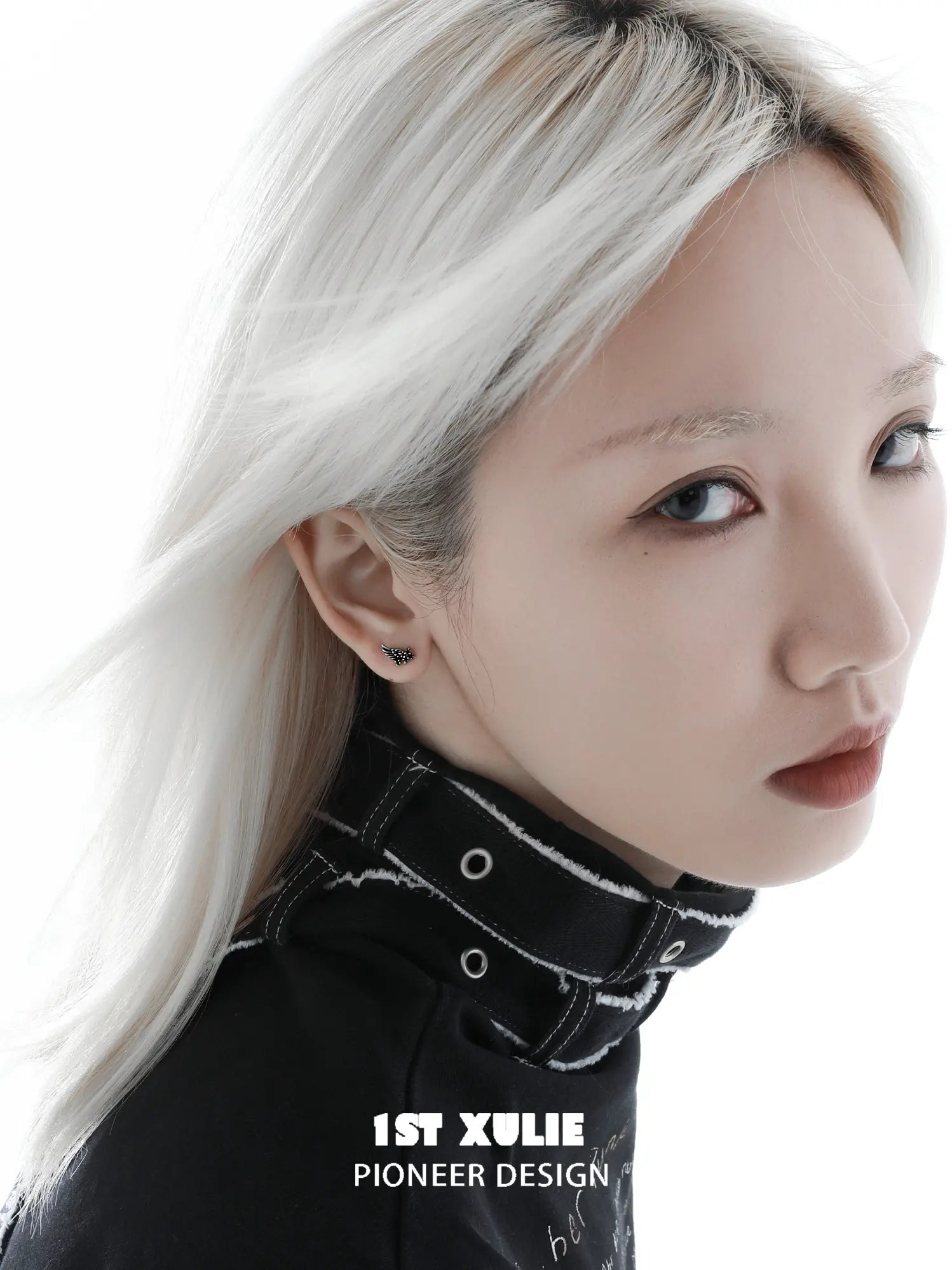1ST XULIE Jewelry "FALLEN ANGEL" Vintage Gothic Fallen Angel Wing Stud Earrings in Oxidized Silver Plated Brass - Product View