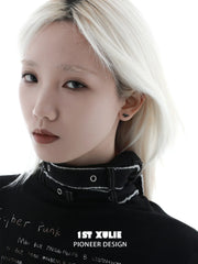 1ST XULIE Jewelry "FALLEN ANGEL" Vintage Gothic Fallen Angel Wing Stud Earrings in Oxidized Silver Plated Brass - On Model