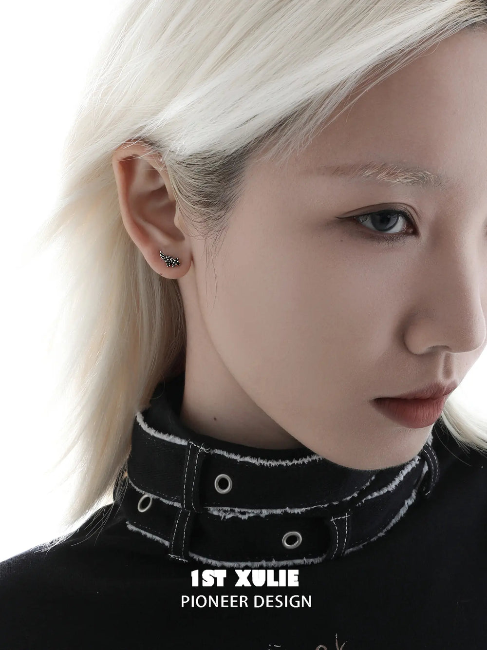 1ST XULIE Jewelry "FALLEN ANGEL" Vintage Gothic Fallen Angel Wing Stud Earrings in Oxidized Silver Plated Brass - Packaging View