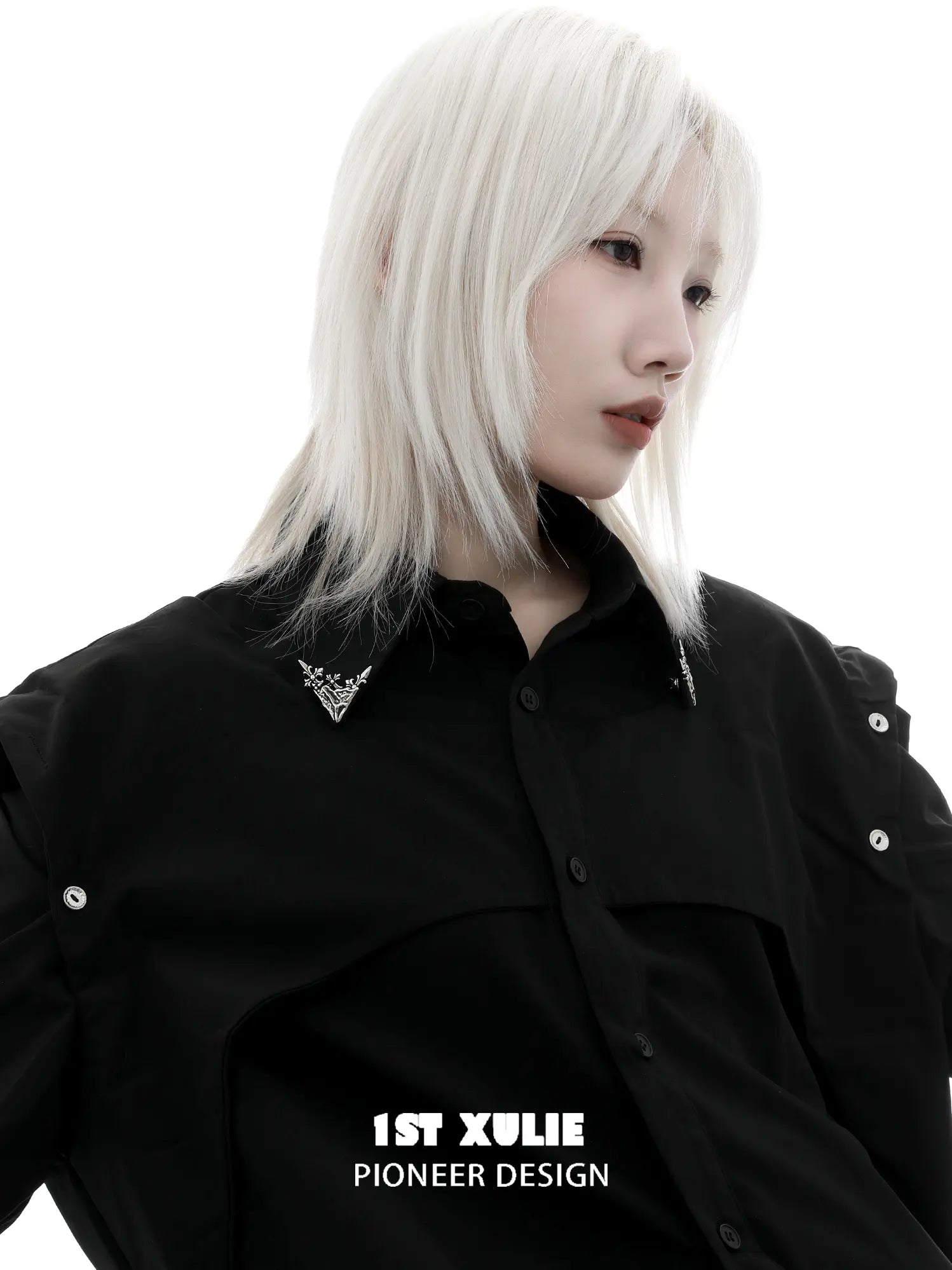 1ST XULIE "Irises" Vintage Iris Brooches in Oxidized Silver Plate - Lifestyle Shot