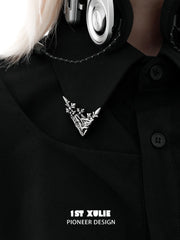 1ST XULIE "Irises" Vintage Iris Brooches in Oxidized Silver Plate - Product View