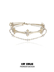 1ST XULIE Jewelry "Bastet" Vintage Iris Charm Bracelet in Rhodium Plated Brass - Angle 1