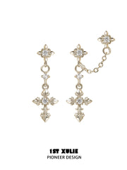 1ST XULIE Jewelry "Bastet" Vintage Iris Drop Earrings in 18K Gold Plated - Lifestyle Shot