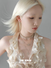 1ST XULIE Jewelry "Bastet" Vintage Iris Drop Earrings in 18K Gold Plated - On Model
