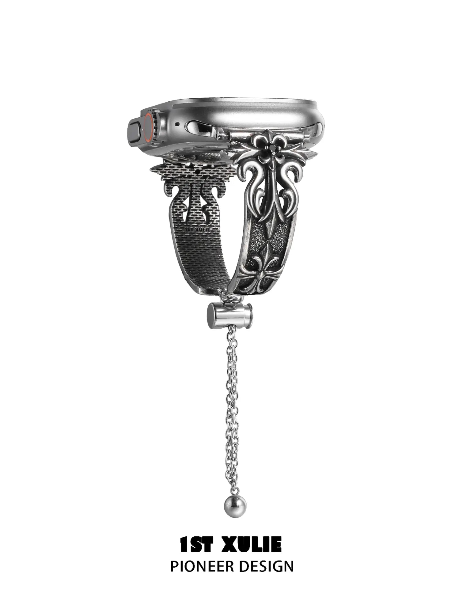 1ST XULIE "Irises" Vintage Iris Fleur-de-Lis Watch Band in Antiqued Silver Plate - Packaging View