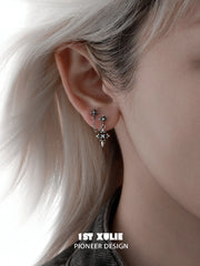 1ST XULIE Jewelry "Irises" Vintage Iris Flower Dangle Earrings in Oxidized Silver Finish - Side View