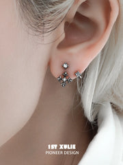 1ST XULIE Jewelry "Irises" Vintage Iris Flower Stud Earrings in Platinum Plated - Detail Shot