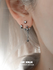 1ST XULIE Jewelry "Irises" Vintage Iris Flower Stud Earrings in Platinum Plated - Lifestyle Shot