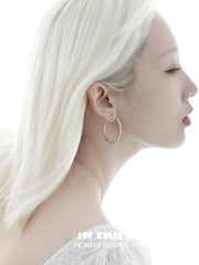 1ST XULIE Jewelry "Bastet" Vintage Iris Hoop Earrings - Lifestyle Shot