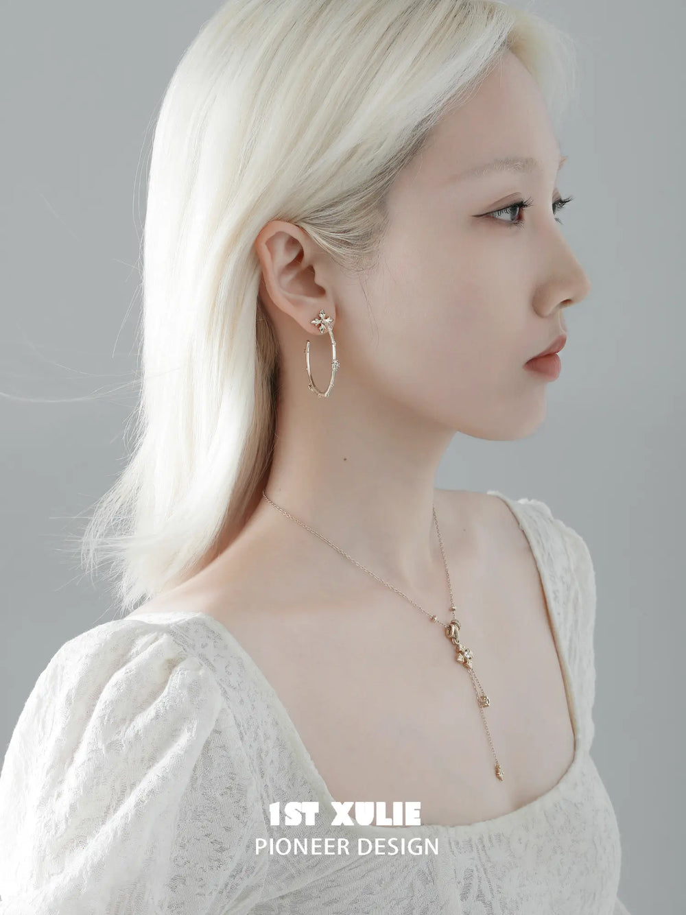 1ST XULIE Jewelry "Bastet" Vintage Iris Hoop Earrings - On Model